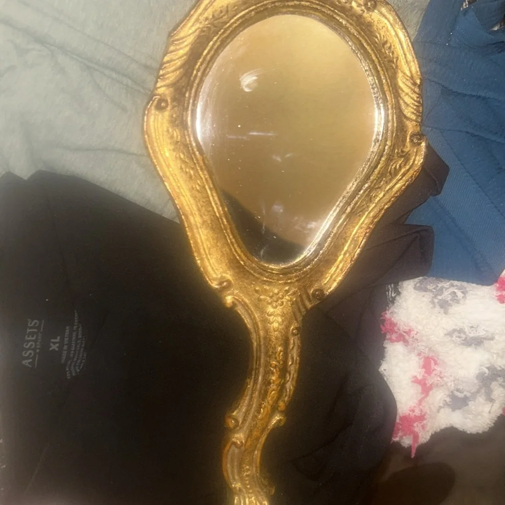 Vintage Florentine Hand Carved Hand Mirror
